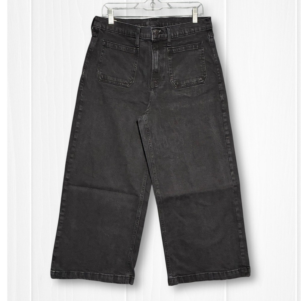 Gap High Rise Stride Ankle Wide‎ Leg Denim Jeans Womens 32 14S Black